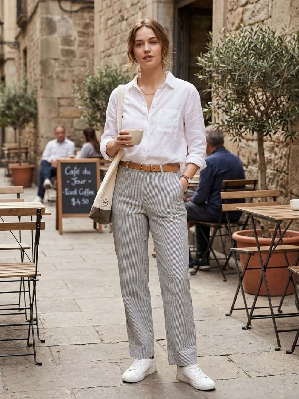 Coldwater Creek Seersucker Pants Striped Casual Sz 10
